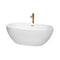 Wyndham Juno 63" Soaking Bathtub In White With Polished Chrome Trim And Floor Mounted Faucet In Brushed Gold WCBTK156163PCATPGD