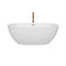 Wyndham Juno 63" Soaking Bathtub in White with Polished Chrome Trim and Floor Mounted Faucet in Brushed Gold WCBTK156163PCATPGD