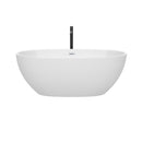 Wyndham Juno 63" Soaking Bathtub in White with Shiny White Trim and Floor Mounted Faucet in Matte Black WCBTK156163SWATPBK