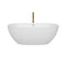 Wyndham Juno 63" Soaking Bathtub in White with Shiny White Trim and Floor Mounted Faucet in Brushed Gold WCBTK156163SWATPGD