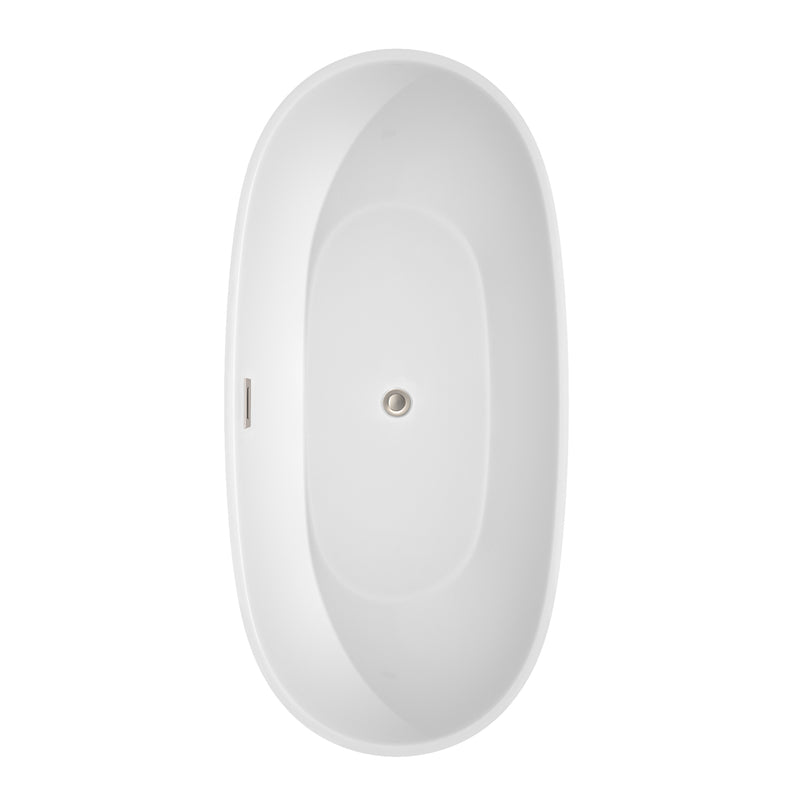 Wyndham Juno 67" Soaking Bathtub in White with Brushed Nickel Trim WCBTK156167BNTRIM