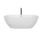 Wyndham Juno 67" Soaking Bathtub in White with Polished Chrome Trim and Floor Mounted Faucet in Matte Black WCBTK156167PCATPBK