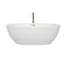 Wyndham Juno 67" Soaking Bathtub in White with Polished Chrome Trim and Floor Mounted Faucet in Brushed Gold WCBTK156167PCATPGD