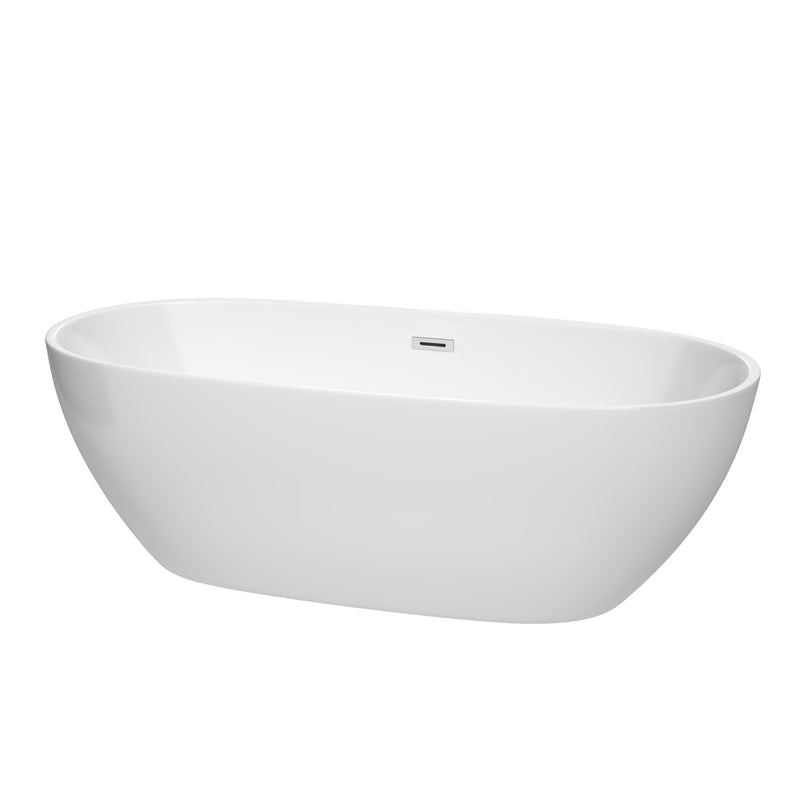 Wyndham Juno 71" Soaking Bathtub In White With Polished Chrome Trim WCBTK156171