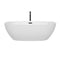 Wyndham Juno 71" Soaking Bathtub in White with Floor Mounted Faucet Drain and Overflow Trim in Matte Black WCBTK156171MBATPBK