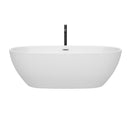 Wyndham Juno 71" Soaking Bathtub in White with Polished Chrome Trim and Floor Mounted Faucet in Matte Black WCBTK156171PCATPBK