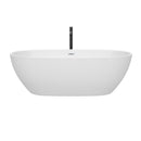 Wyndham Juno 71" Soaking Bathtub in White with Shiny White Trim and Floor Mounted Faucet in Matte Black WCBTK156171SWATPBK