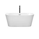 Wyndham Callie Soaking Bathtub in White with Polished Chrome Trim and Floor Mounted Faucet in Matte Black WCBTM153459PCATPBK