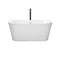 Wyndham Callie Soaking Bathtub in White with Shiny White Trim and Floor Mounted Faucet in Matte Black WCBTM153459SWATPBK