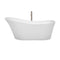 Wyndham Janice 67" Freestanding Bathtub in White with Floor Mounted Faucet Drain and Overflow Trim in Brushed Nickel WCBTO85467ATP11BN