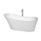 Wyndham Janice 67" Freestanding Bathtub In White With Floor Mounted Faucet Drain And Overflow Trim In Polished Chrome WCBTO85467ATP11PC