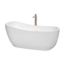 Wyndham Margaret 66" Freestanding Bathtub In White With Floor Mounted Faucet Drain And Overflow Trim In Brushed Nickel WCBTO85666ATP11BN