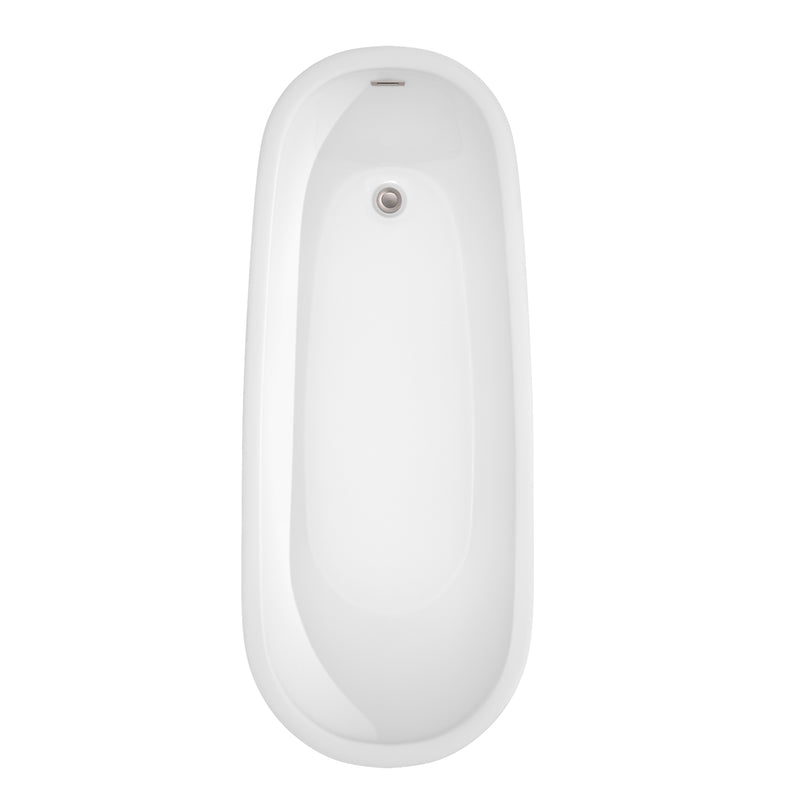 Wyndham Margaret 66" Freestanding Bathtub in White with Brushed Nickel Drain and Overflow Trim WCBTO85666BNTRIM