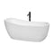 Wyndham Margaret 66" Soaking Bathtub In White With Floor Mounted Faucet Drain And Overflow Trim In Matte Black WCBTO85666MBATPBK