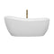 Wyndham Margaret 66" Soaking Bathtub in White with Polished Chrome Trim and Floor Mounted Faucet in Brushed Gold WCBTO85666PCATPGD