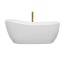 Wyndham Margaret 66" Soaking Bathtub in White with Shiny White Trim and Floor Mounted Faucet in Brushed Gold WCBTO85666SWATPGD