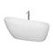 Wyndham Florence 68" Freestanding Bathtub In White With Floor Mounted Faucet Drain And Overflow Trim In Brushed Nickel WCBTO85968ATP11BN