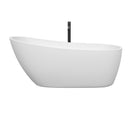 Wyndham Florence 68" Soaking Bathtub in White with Floor Mounted Faucet Drain and Overflow Trim in Matte Black WCBTO85968MBATPBK