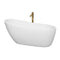 Wyndham Florence 68" Soaking Bathtub In White With Polished Chrome Trim And Floor Mounted Faucet In Brushed Gold WCBTO85968PCATPGD