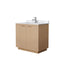 Wyndham Maroni 36" Single Bathroom Vanity In Light Straw White Carrara Marble Countertop Undermount Square Sink And No Mirror WCF282836SLSCMUNSMXX