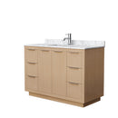 Wyndham Maroni 48" Single Bathroom Vanity In Light Straw White Carrara Marble Countertop Undermount Square Sink And No Mirror WCF282848SLSCMUNSMXX