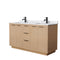 Wyndham Maroni 60" Double Bathroom Vanity In Light Straw White Carrara Marble Countertop Undermount Square Sinks Black Trims And No Mirror WCF282860DLBCMUNSMXX