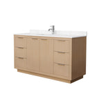 Wyndham Maroni 60" Single Bathroom Vanity In Light Straw Light-Vein Carrara Cultured Marble Countertop Undermount Square Sink And No Mirror WCF282860SLSC2UNSMXX