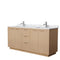 Wyndham Maroni 72" Double Bathroom Vanity In Light Straw White Carrara Marble Countertop Undermount Square Sinks And No Mirror WCF282872DLSCMUNSMXX