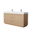 Wyndham Maroni 72" Double Bathroom Vanity In Light Straw Matte White Solid Surface In 4" Thickness Integrated Sinks And No Mirror WCF282872DLSK4INTMXX