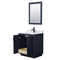 Wyndham Miranda 30" Single Bathroom Vanity In Dark Blue White Carrara Marble Countertop Undermount Square Sink Matte Black Trim 24" Mirror WCF292930SBBCMUNSM24