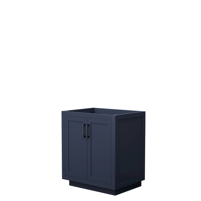 Wyndham Miranda 30" Single Bathroom Vanity In Dark Blue No Countertop No Sink Matte Black Trim WCF292930SBBCXSXXMXX