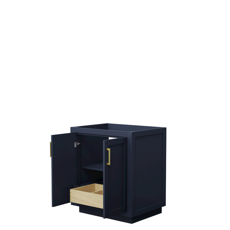 Wyndham Miranda 30" Single Bathroom Vanity In Dark Blue No Countertop No Sink Brushed Gold Trim WCF292930SBLCXSXXMXX