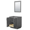 Wyndham Miranda 30" Single Bathroom Vanity In Dark Gray No Countertop No Sink Matte Black Trim 24" Mirror WCF292930SGBCXSXXM24