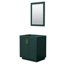 Wyndham Miranda 30" Single Bathroom Vanity In Green No Countertop No Sink Brushed Gold Trim 24" Mirror WCF292930SGDCXSXXM24