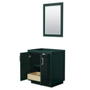 Wyndham Miranda 30" Single Bathroom Vanity In Green No Countertop No Sink Brushed Nickel Trim 24" Mirror WCF292930SGECXSXXM24