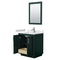 Wyndham Miranda 30" Single Bathroom Vanity In Green White Cultured Marble Countertop Undermount Square Sink Brushed Nickel Trim 24" Mirror WCF292930SGEWCUNSM24