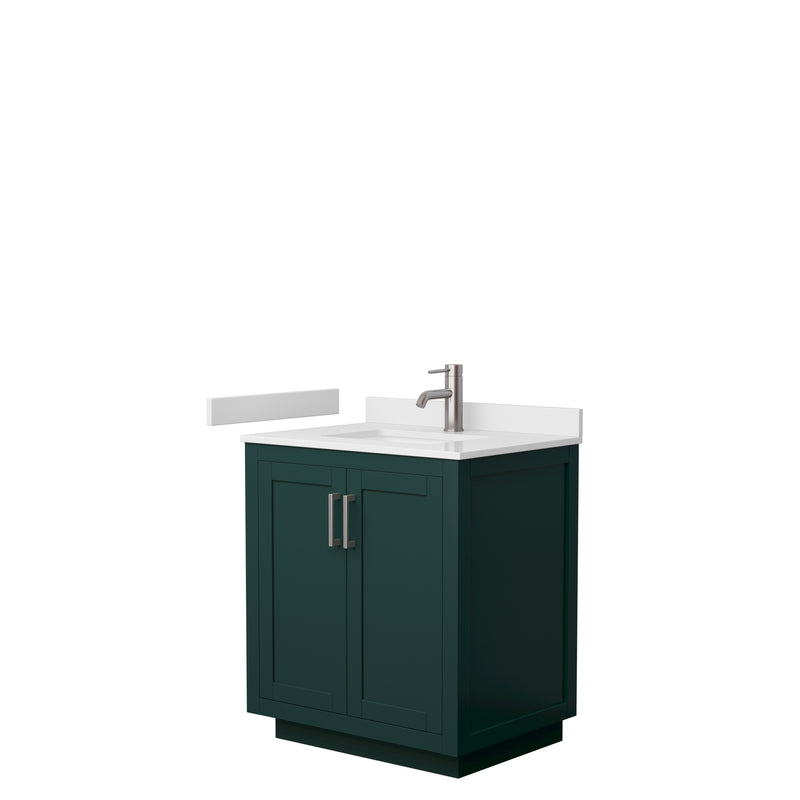 Wyndham Miranda 30" Single Bathroom Vanity In Green White Cultured Marble Countertop Undermount Square Sink Brushed Nickel Trim WCF292930SGEWCUNSMXX