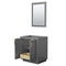 Wyndham Miranda 30" Single Bathroom Vanity In Dark Gray No Countertop No Sink Brushed Gold Trim 24" Mirror WCF292930SGGCXSXXM24