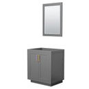 Wyndham Miranda 30" Single Bathroom Vanity In Dark Gray No Countertop No Sink Brushed Gold Trim 24" Mirror WCF292930SGGCXSXXM24