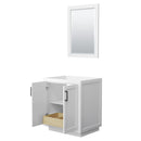 Wyndham Miranda 30" Single Bathroom Vanity In White No Countertop No Sink Matte Black Trim 24" Mirror WCF292930SWBCXSXXM24