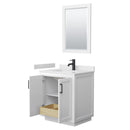 Wyndham Miranda 30" Single Bathroom Vanity In White White Cultured Marble Countertop Undermount Square Sink Matte Black Trim 24" Mirror WCF292930SWBWCUNSM24