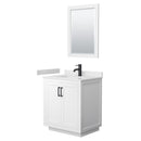 Wyndham Miranda 30" Single Bathroom Vanity In White White Cultured Marble Countertop Undermount Square Sink Matte Black Trim 24" Mirror WCF292930SWBWCUNSM24