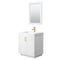 Wyndham Miranda 30" Single Bathroom Vanity In White 1.25" Thick Matte White Solid Surface Countertop Integrated Sink Brushed Gold Trim 24" Mirror WCF292930SWGK1INTM24