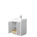 Wyndham Miranda 30" Single Bathroom Vanity In White 4" Thick Matte White Solid Surface Countertop Integrated Sink Brushed Nickel Trim WCF292930SWHK4INTMXX