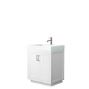 Wyndham Miranda 30" Single Bathroom Vanity In White 4" Thick Matte White Solid Surface Countertop Integrated Sink Brushed Nickel Trim WCF292930SWHK4INTMXX