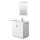 Wyndham Miranda 30" Single Bathroom Vanity In White White Cultured Marble Countertop Undermount Square Sink Brushed Nickel Trim 24" Mirror WCF292930SWHWCUNSM24