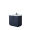 Wyndham Miranda 36" Single Bathroom Vanity In Dark Blue White Carrara Marble Countertop Undermount Square Sink Black Trims And No Mirror WCF292936SBBCMUNSMXX