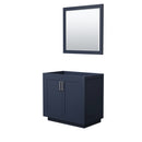 Wyndham Miranda 36" Single Bathroom Vanity In Dark Blue No Countertop No Sink Brushed Nickel Trims And 34" Mirror WCF292936SBNCXSXXM34