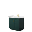 Wyndham Miranda 36" Single Bathroom Vanity In Green Light-Vein Carrara Cultured Marble Countertop Undermount Square Sink Brushed Gold Trim WCF292936SGDC2UNSMXX