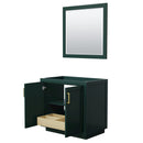 Wyndham Miranda 36" Single Bathroom Vanity In Green No Countertop No Sink Brushed Gold Trim 34" Mirror WCF292936SGDCXSXXM34